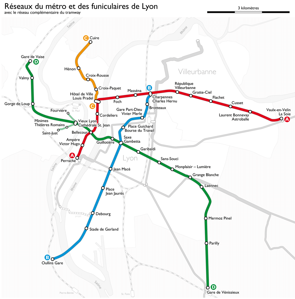 Carte du réseau de métro à Lyon - Photo de Maximilian Dörrbecker (Chumwa)