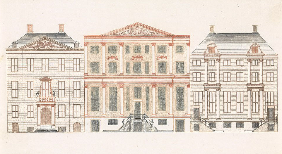 Façade du musée des canaux à Amsterdam entre 1696 et 1706. 