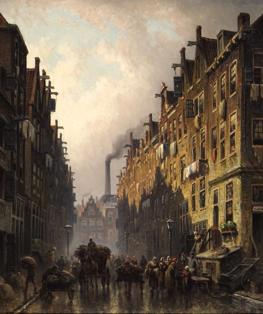 Tableau de Eduard Alexander Hilverdink du quartier juif d'Amsterdam au Musée juif.