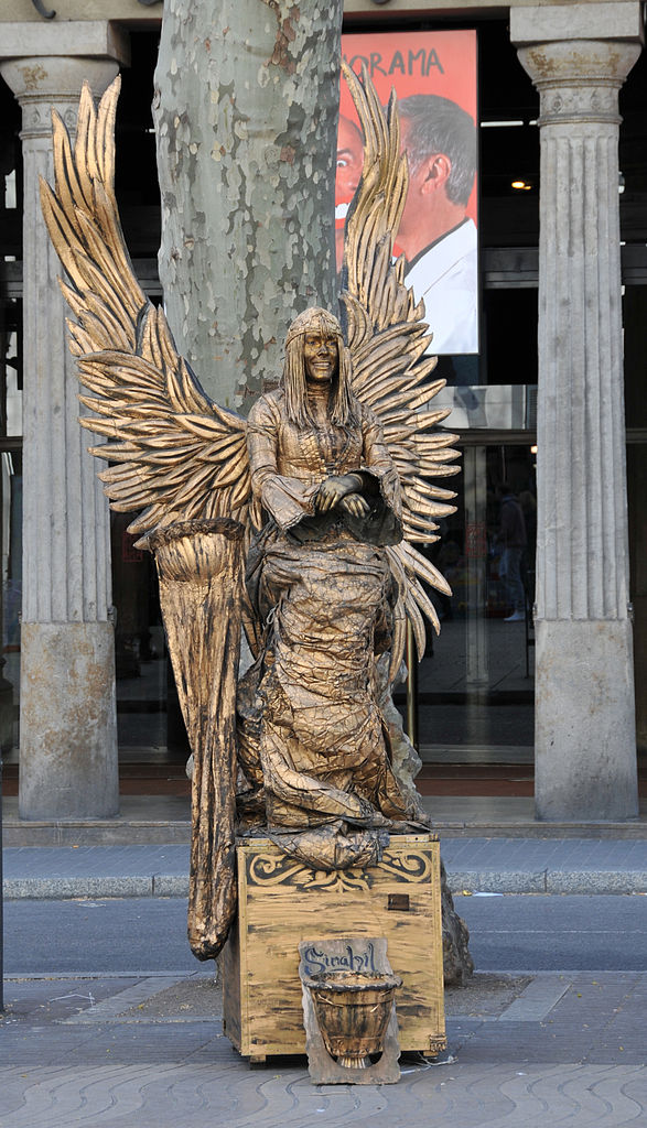 Statue humaine sur les Ramblas à Barcelone.