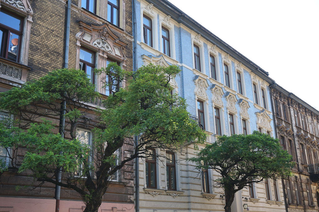 Façade d'immeuble dans le quartier de Kazimierz.