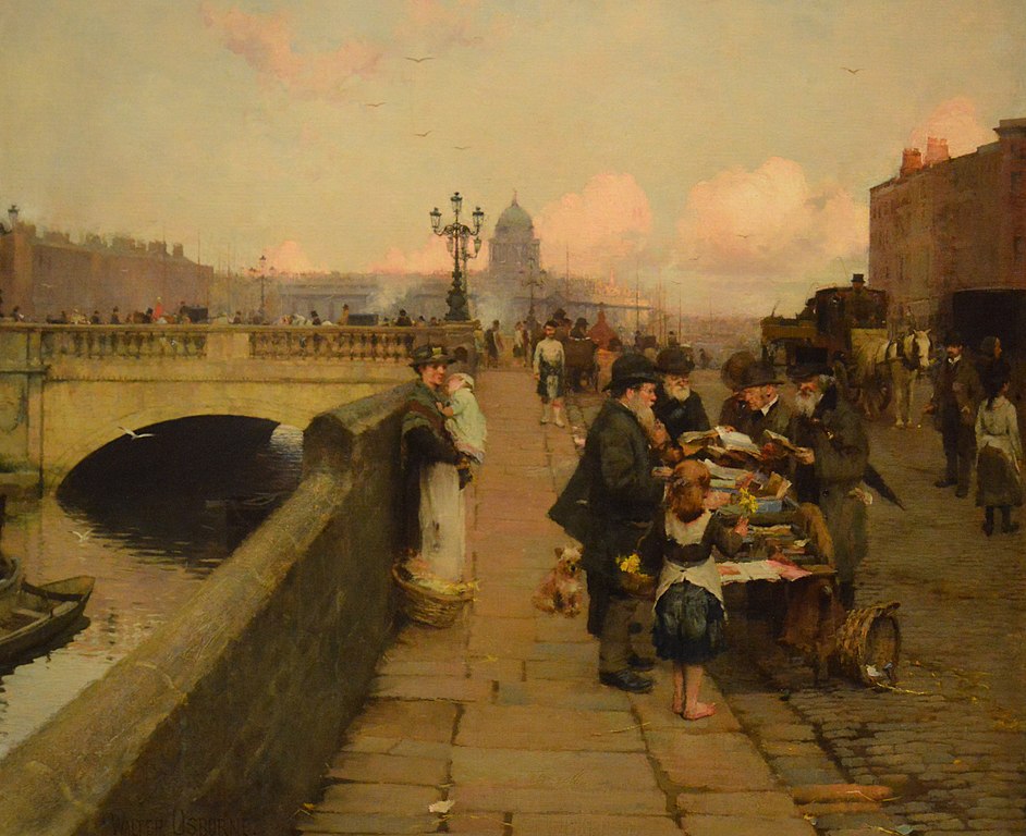 Peinture de Walter Frederick Osborne : "The Dublin Streets a vendor of Books (1889) National Gallery of Ireland à Dublin