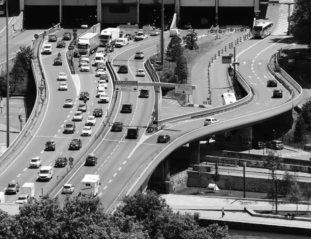 Embouteillage à Lyon sous le tunnel de Fourvière - Photo de Bastien Nvs.