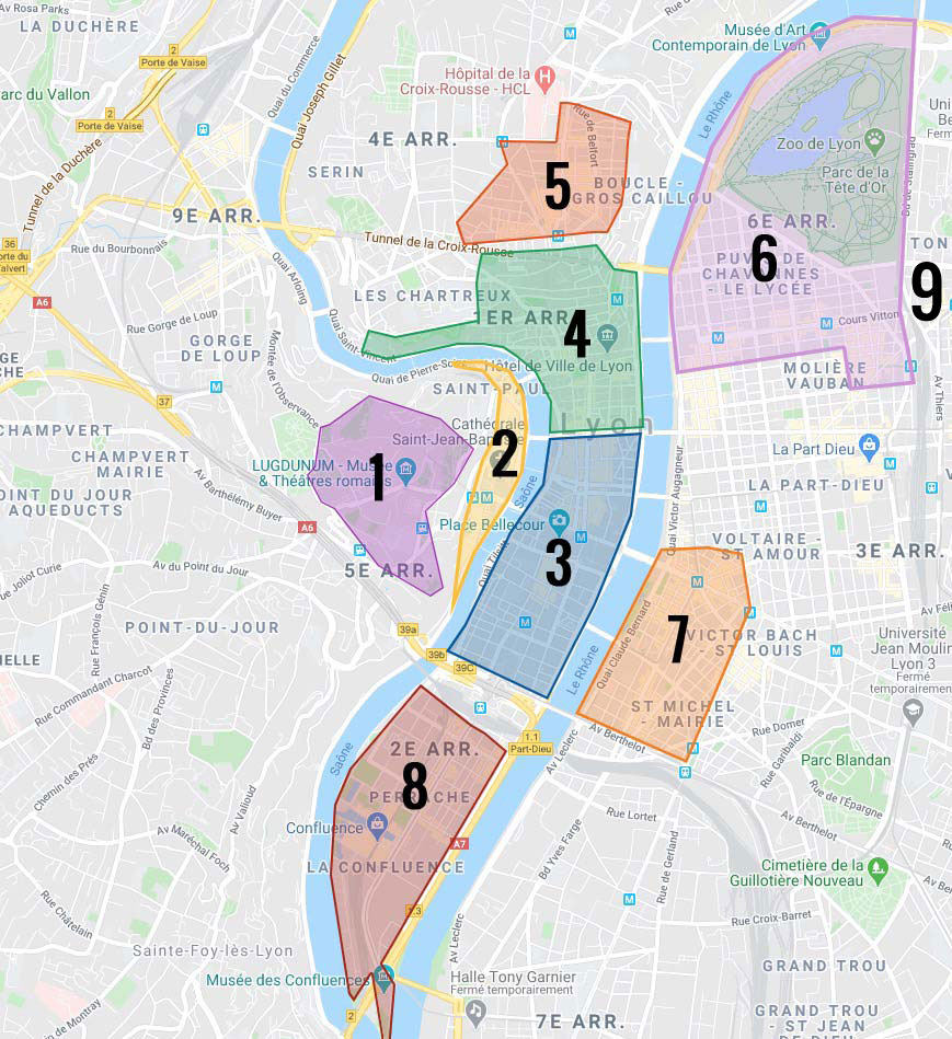 Lyon Carte Quartiers 1 