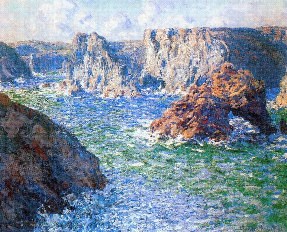 Tableau de Monet "La Roche Guibel Port-Domois" sur Belle Île en mer.