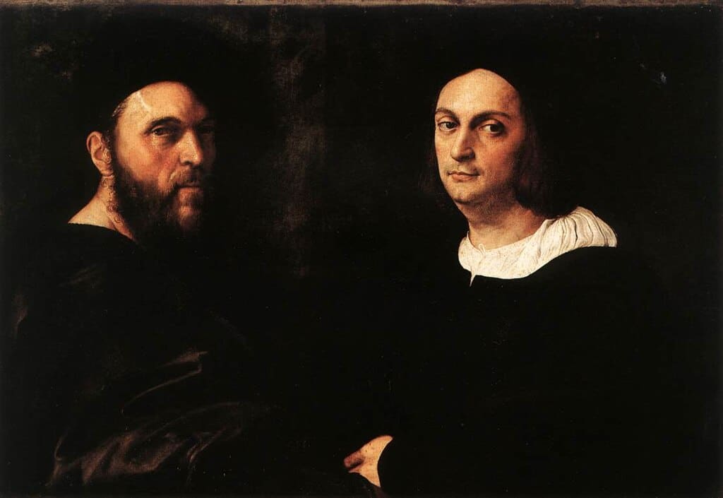 Raphaël : Double Portrait d’Andrea Navagero et Agostino Beazzano dans la Galeria Doria Pamphilj de Rome.